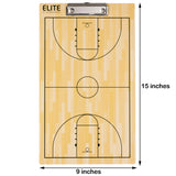 Elite Coaches Clipboard Basketball Dry Erase - Front with Dimensions