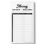 Murray Sporting Goods Baseball Lineup Card - 50 Games - 4-Part Carbon Copies - Individual Sheets