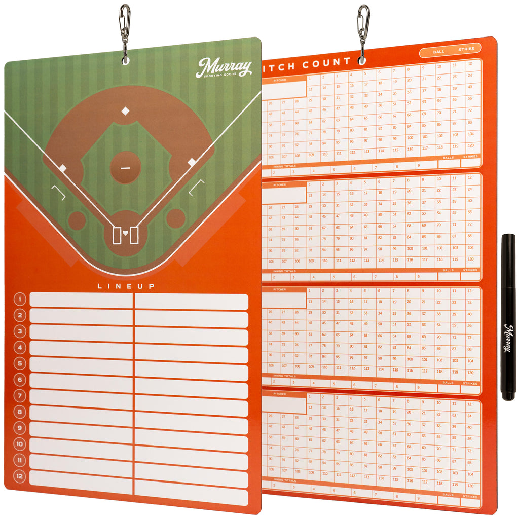 Murray Sporting Goods Dry-Erase Baseball Lineup Clipboard With Fence Hook