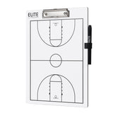 Elite Basketball White Dry Erase Coaches Clipboard | Double-Side Basketball Coaching Whiteboard with Marker