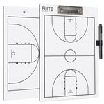 Elite Basketball White Dry Erase Coaches Clipboard | Double-Side Basketball Coaching Whiteboard with Marker