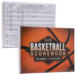 Elite Basketball Scorebook - 50 Games Score Book Side by Side Score Keeping Book for Stats |Elite Basketball Stat Tracking Book - High School, Middle School, Little League for Scorekeepers