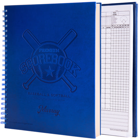 Murray Sporting Goods Premium Baseball Softball Scorebook - 60 Games | Stats Score Keeper Book for Adult & Youth Baseball/Softball