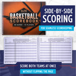 Elite Basketball Scorebook - 50 Games Score Book Side by Side Score Keeping Book for Stats |Elite Basketball Stat Tracking Book - High School, Middle School, Little League for Scorekeepers