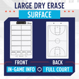 Murray Sporting Goods Basketball Timeout Dry Erase Coaches Clipboard | Double-Sided Basketball Court Clipboard Dry Erase White Board | Basketball Gift for Coach